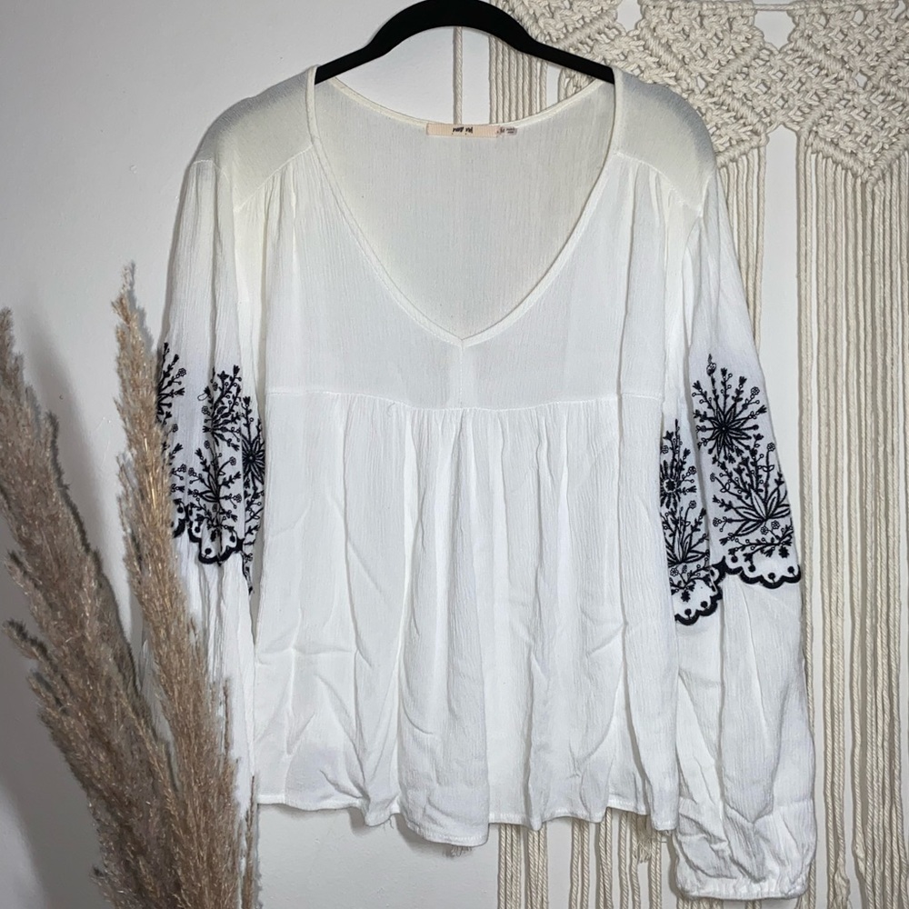 White with Black Floral Blouse from Francesca’s💖